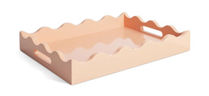 Nouveau plateau élégant à bords festonnés avec poignées, finition laquée, fabriqué à la main au Vietnam avec couleurs OEM/ODM personnalisables. - Product Image 4