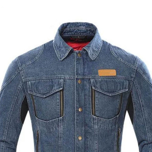 Chaqueta de Mezclilla para Hombre, Estilo Motero, Cuello Camisero, Transpirable, Corte Regular, Color Sólido, con Cierres y Logotipo Frontal, para Otoño - Product Image 5