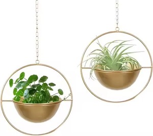 Pot de fleurs suspendu en métal moderne et personnalisable, design minimaliste, pour plantes vertes d'intérieur - Product Image 5