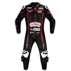Traje de Motociclismo Jorge Martin MotoCP de 1 Pieza, Traje de Carreras de Cuero Vacuno/Canguro para Motocicleta/Pista, Traje de Cuero con Certificación CE Nivel 2 - Product Image 1