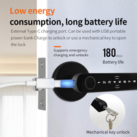 Cerradura Inteligente con Huella Dactilar y App Tuya, Manija Semi-automática, Compatible con Puertas de Aluminio/Madera, Aleación de Aluminio, Tarjeta de Memoria, para Hogar y Alquileres Vacacionales