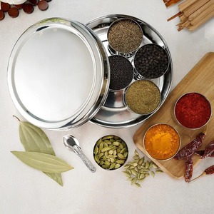 Durable Handcrafted Metal <b>Spice</b> <b>Storage</b> Box Decorative Lid Modern Kitchen Masala Organizer High Quality Container - Product Image 2
