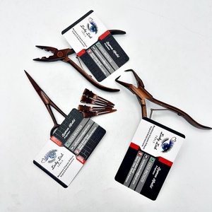 4PC Pinces à extension de cheveux métalliques brunes de haute qualité de marque privée Kit de pinces à ciseaux Outils et accessoires pour cheveux - Product Image 4