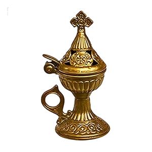 Graver Designer Vente en gros Brûleur d'encens de luxe doré Croix sur le dessus Cadeaux en métal et artisanat Diffuseur d'encens le plus vendu pour la maison - Product Image 1