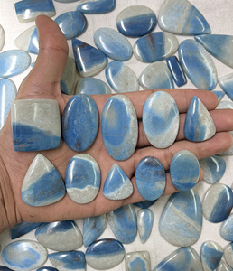 Radha Arts Trolleite a One Quality 100% Natural Blue and <b>White</b> Cabochon Loose Gemstone 25mm-45mm for Jewelry Making - Product Image 2