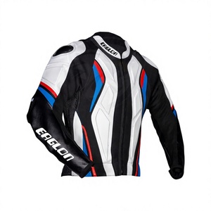 Chaqueta de carreras de cuero genuino de vaca RGSX para hombre, con armadura CE Nivel 2, para motocicleta, pista, carreras, ropa de motociclista con Speed Hump CE - Product Image 1