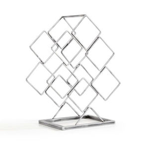 Porte-vin empilable moderne en métal noir géométrique pour 12 bouteilles, support à vin durable en fer forgé pour comptoir ou table, idéal pour la maison et la cuisine - Product Image 3