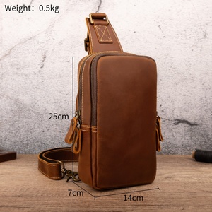 Nouveau sac de poitrine élégant à motif, en cuir véritable de haute qualité, avec fermeture éclair antivol, design imperméable et durable pour les voyages en plein air - Product Image 5