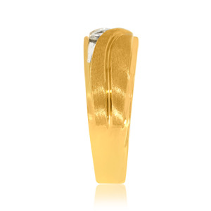 Bague de mariage en or jaune pour homme, sertie de trois diamants, bijoux fins sur mesure, fournisseur de bijoux de luxe - Product Image 3