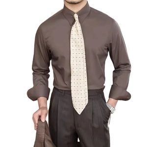เสื้อเชิ้ตแขนยาวผ้าฝ้าย 100% แบบทางการ ปกติดกระดุม ผ้าระบายอากาศ ไม่เป็นขุย ปรับแต่งได้ ออกแบบชื่อแบรนด์ได้ สำหรับผู้ชาย - Product Image 1