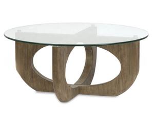 Mesa de centro moderna minimalista de madera con tapa de cristal para sala de estar, hostelería, hotel, bar, restaurante y villa - Product Image 1
