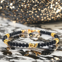 Magnifique Bracelet Perlé de Guérison Chrétienne en Jade Noir, Rondelles Facettées Plaqué Argent, Cadeau Unisexe Adorable HG-517 Hayaat