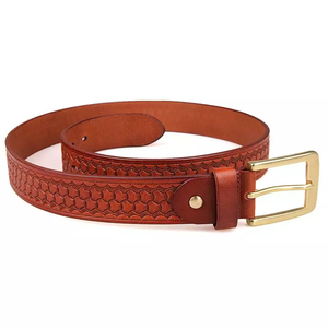 Ceinture décontractée en cuir véritable PRIMEFIELD ENTERPRISES, couleur unie, boucle ardillon en cuir de vachette, style robuste et durable - Product Image 3