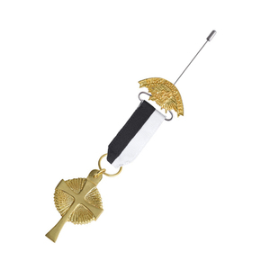 Medalla de Regalia Masónica del Capitán General de los Caballeros Templarios, Chapada en Oro y Plata, con Cinta, Joya para Oficiales - Product Image 2