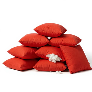 Luxury Solid Red Cotton Cushion Cover Soft Decorative <b>Pillow</b> Cover For <b>Sofa</b> Living Room Modern Home Decor Premium Fabric Design - Product Image 1