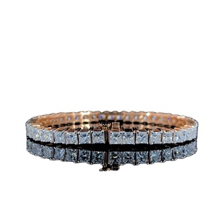 925 Sterling Silver Customized Princess Cut White Moissanite Diamond <b>Bracelet</b> VVS Clarity Fashion <b>Charm</b> Jewelry <b>for</b> Weddings - Product Image 1