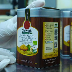 <span class=keywords><strong>Sucre</strong></span> <span class=keywords><strong>de</strong></span> fleur <span class=keywords><strong>de</strong></span> <span class=keywords><strong>coco</strong></span> <span class=keywords><strong>bio</strong></span> Chiwadi Sandy Gold 200g. Édulcorant granulé à faible IG, super-aliment, idéal pour les végétaliens et les personnes suivant un régime palio - Product Image 1