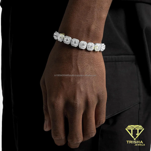 Bracelet Tennis Hip Hop pour Homme avec Diamant Moissanite Taille Ronde, en Argent Sterling 925, Bijou de Luxe Entièrement Sertie - Product Image 3