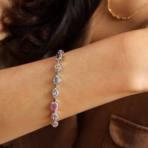 Bracelet tennis en zircon arc-en-ciel, bracelet multigemme coloré, bijoux de mariée, cadeau pour elle - Product Image 6