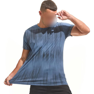 Men's Tie-Dye Short Sleeve T-<b>Shirt</b> O-Neck Regular Fit Knitted Casual Blue Patterned Top - Product Image 4