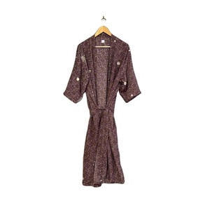 <b>Women's</b> Thermal Floral Print Recycled Silk Kimono Boho <b>Beach</b> <b>Cover</b>-<b>Up</b> Sleepwear for Home Sari-Style Bath Robe for Spring Summer - Product Image 1