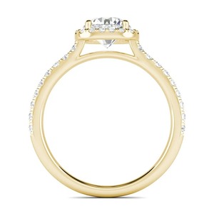 Anillo de Compromiso de Oro Amarillo de 14K con Diamante Cultivado en Laboratorio de 1.15CT, Corte Redondo, Halo y Pavé, para Mujer - Product Image 2