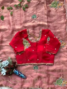 Khatli Pearl Grace <b>Saree</b> Floral Moti Elegance <b>Saree</b> <b>Satin</b> Pearl Bloom <b>Saree</b> Cutdana Pearl Beauty <b>Saree</b> Handcrafted Flower Charm - Product Image 4