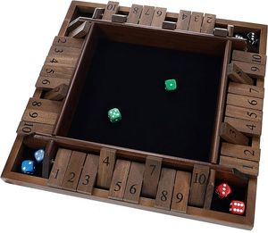 Juego de estrategia decorativo de madera hexagonal con dados, juego de mesa Shut the Box con fichas numeradas y dados - Product Image 1
