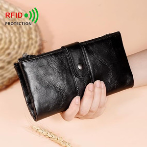 Portefeuille long léger pour homme avec fermeture à bouton-pression, logo personnalisé, OEM, haute qualité, prix de gros, cuir véritable, tendance - Product Image 5