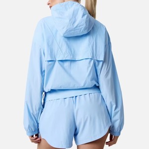 Ensemble de survêtement à capuche pour femme, manches longues, couleur unie, coupe ample avec poches latérales, polyester léger, style sportif d'été - Product Image 6