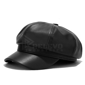 Gorra de Béisbol Unisex de Cuero de 8 Paneles, Color Sólido, Ajuste Regular, Gorra Casual para Adultos con Correa Ajustable - Product Image 1