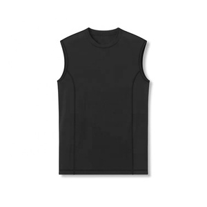 Nouveau Logo personnalisé vêtements de sport Polyester Spandex évacuation de la transpiration Fitness vêtements de sport compression coupure entraînement hommes débardeurs - Product Image 1