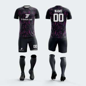 Conjunto de Uniforme de Fútbol para Hombre T-Stitch Lab, Camiseta de Manga Corta con Cuello Redondo y Rayas, Pantalones Cortos y Calcetines, Poliéster que Absorbe la Humedad, para Toda Temporada - Product Image 4