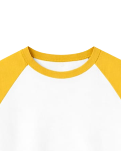 Custom Yellow <b>White</b> Raglan Long Sleeve T Shirt Men 100% Cotton Crew Neck Casual Baseball <b>Tee</b> OEM Manufacturer Supplier bulk - Product Image 5