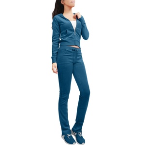 Conjunto Deportivo Azul con Capucha para Mujer, Pantalones Largos de Color Sólido, Casuales, con Bolsillos Laterales, Transpirables, para Otoño - Product Image 3