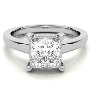Anillo de compromiso de moissanita de 2 quilates con corte princesa y halo oculto, anillo de boda de oro blanco macizo de 10 quilates para ella - Product Image 2