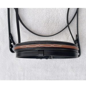 Brida de caballo de evento inglés de dos tonos de alta calidad, cuero cosido elegante, Hardware de acero inoxidable a juego, producto ecuestre - Product Image 6