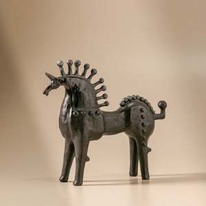 Figura Decorativa de Caballo de Cerámica Hecha a Mano, Acabado Antiguo, Escultura Ecuestre, Arte Rústico para Mesa, Artículo Coleccionable, Decoración del Hogar - Product Image 1