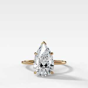 5ct Pear Lab Grown Diamond Engagement <b>Ring</b> 1.25mm <b>Thin</b> Band 14k Solid Gold Floating Solitaire Wedding <b>Ring</b> Wholesale Factory - Product Image 1