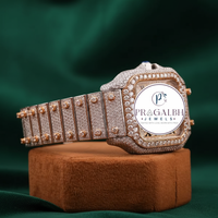 Montre automatique carrée en moissanite, entièrement sertie de moissanite VVS, en acier inoxydable, montre de luxe pour homme, Reloj Moissanita