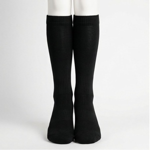 <b>Black</b> Knee High <b>Socks</b> Solid Color Knitted Breathable Casual Wear for Adults Regular Style - Product Image 1