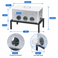 Mangeoires automatiques pour poulets JH-Mech, autoportantes avec bouchon, 25 lb, 4 ports, toutes saisons, en acier galvanisé de grande taille