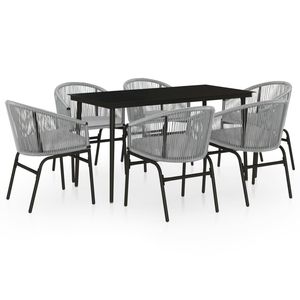 Ensemble de salle à manger de jardin 6 places en acier noir thermolaqué, mobilier d'extérieur élégant - Product Image 2