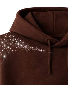 Sweat à capuche marron foncé avec strass, coupe oversize, en molleton épais, avec poche kangourou, personnalisable, pour homme, style streetwear - Product Image 6