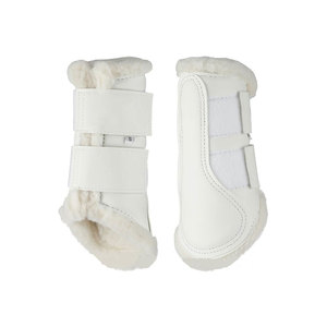 White Sheepskin Horse <b>Brushing</b> <b>Boots</b> Size S With Velcro Straps - Product Image 5