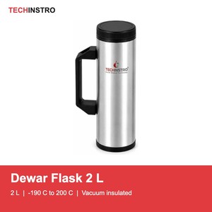 Vaso Dewar de Acero Inoxidable de 2 L, Recipiente de Nitrógeno Líquido LN2 con Aislamiento al Vacío de Doble Pared para Almacenamiento Criogénico en Laboratorio - Product Image 2