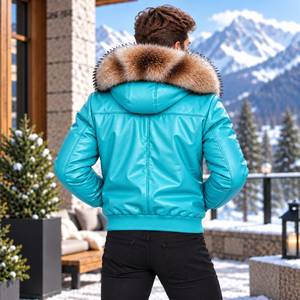 Sheep Leather Fox Fur Hood Winter <b>Jacket</b>, Giacca Pelle Uomo Invernale | Chaqueta Cuero Hombre Invierno | <b>Men</b> Bomber <b>Jacket</b> - Product Image 6
