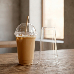 Transparent PP PET <b>Plastic</b> <b>Cup</b> With Dome Lid Round Shape For Beverage Take Away 12 16 22oz - Product Image 1