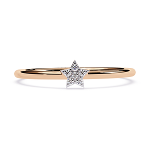 Anillo de oro macizo de 14k para mujer con diseño de estrella minimalista y diamante de corte redondo, ideal para regalo, compromiso, aniversario, boda. - Product Image 5