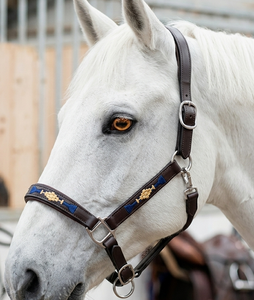 Harnais de cheval en cuir noir HM Global DD de qualité supérieure, durable, élégant, fait main, brodé au fil ciré, type polo. - Product Image 4